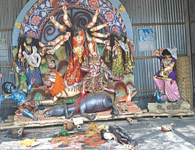 Hindu Temple desecrated, police role sparks anger