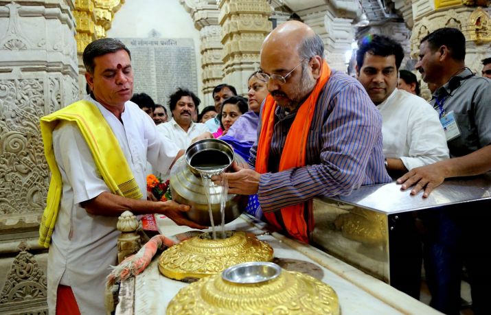 Amit Shah visits Somnath Temple on its 68th Foundation Day | PTI